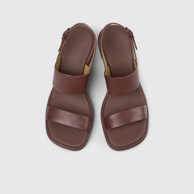 Louise Sandal Sandalias de piel burdeos para mujer.