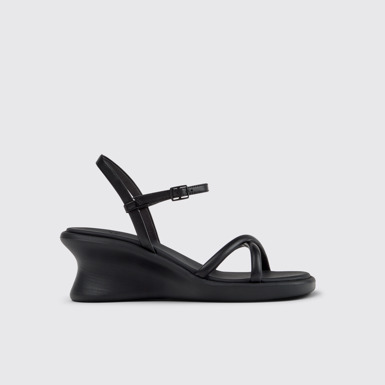 Side view of Louise Sandal Black Leather Sandals for Women.