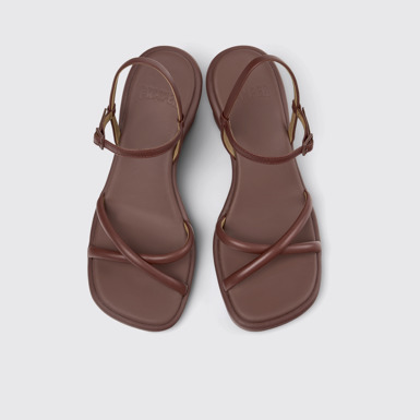 Louise Sandal Sandalias de piel burdeos para mujer con suelas exteriores.