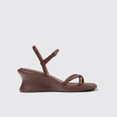 Louise Sandal Sandalias de piel burdeos para mujer con suelas exteriores.