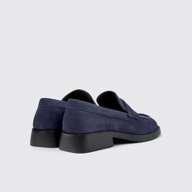 Back view of Donna Blue Nubuck Leather Moccasins for Women.