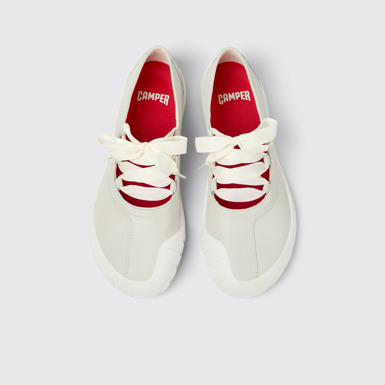 มุมมองด้านบนของ Peu Path+ รองเท้าบัลเลริน่าหนังสีขาวสําหรับผู้หญิง