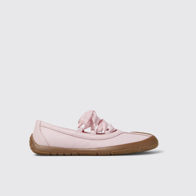 มุมมองด้านข้างของ Peu Path+ รองเท้าบัลเลริน่าหนังสีชมพูสําหรับผู้หญิง