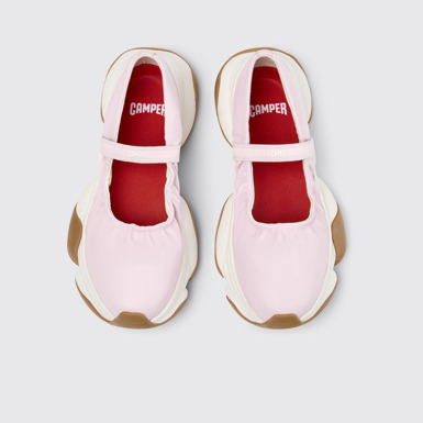 Overhead view of Karst 2 Pink Leather Sneakers for Women.