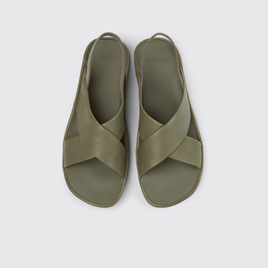 Right Isla Sandalias de piel verdes para mujer.