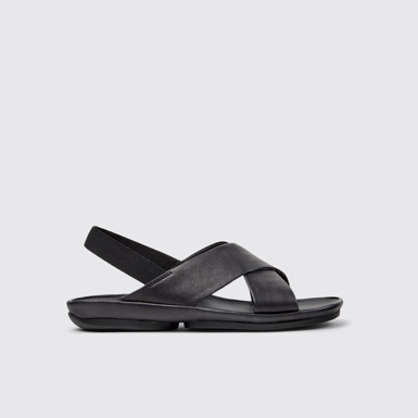 Right Isla Sandalias de piel negras para mujer.