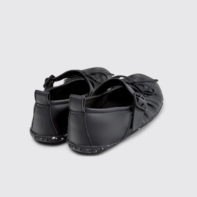 Back view of Wabi Black Leather Ballerinas for Women.
