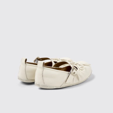 Back view of Wabi White Leather Ballerinas for Women.