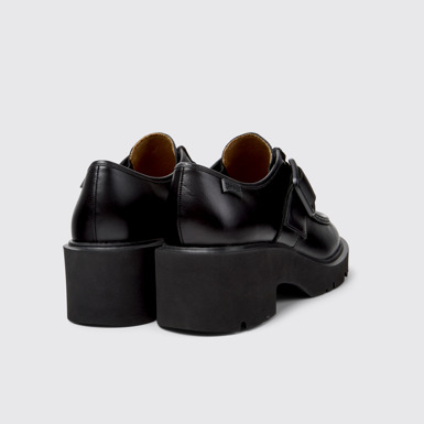 Back view of Milah Black Leather Shoes for Women.