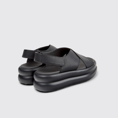 Back view of Pelotas Flota Up Black Leather Sandals for Women.