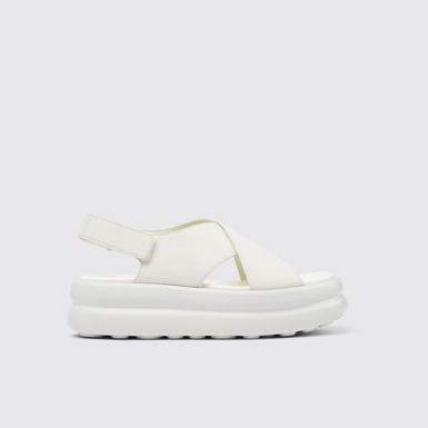 Side view of Pelotas Flota Up White Leather Sandals for Women.