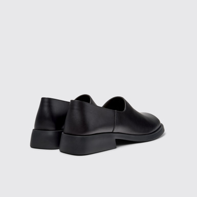 Back view of Donna Black Leather Moccasins for Women.