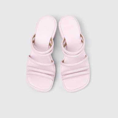 Louise Sandal 女裝粉紅色皮革涼鞋。