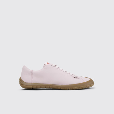 Side view of Peu Path+ Pink Leather Sneakers for Women.