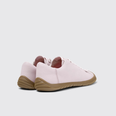 Back view of Peu Path+ Pink Leather Sneakers for Women.