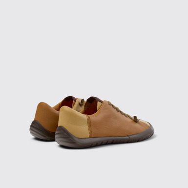 Back view of Twins Brown Leather Sneakers for Women.