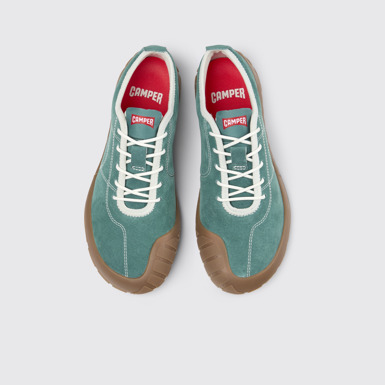Overhead view of Peu Path+ Green Nubuck Leather Sneakers for Women.