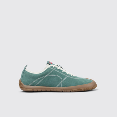 Side view of Peu Path+ Green Nubuck Leather Sneakers for Women.