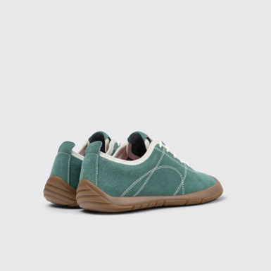 Back view of Peu Path+ Green Nubuck Leather Sneakers for Women.