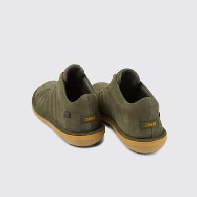 Back view of Beetle Green nubuck sneakers