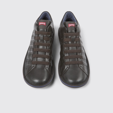 Overhead view of Beetle Dark brown leather ankle boots for men