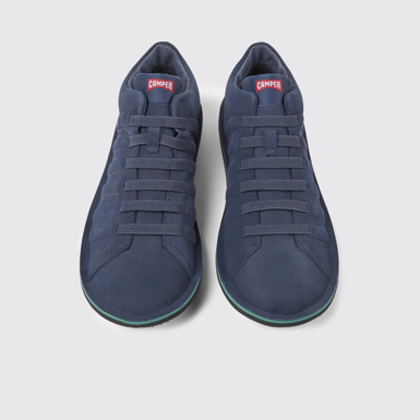 Overhead view of Beetle Navy blue nubuck ankle boots for men