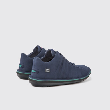 Back view of Beetle Navy blue nubuck ankle boots for men