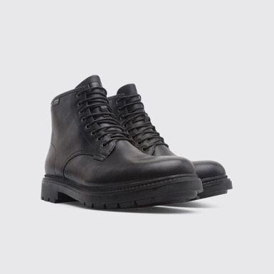 Front view of Hardwood Black Ankle Boots for Men