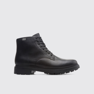 Side view of Hardwood Black Ankle Boots for Men