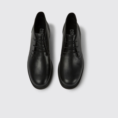 Overhead view of Neuman Black leather ankle boots for men