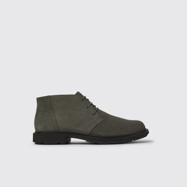 Side view of Neuman Green nubuck ankle boots for men