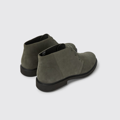 Back view of Neuman Green nubuck ankle boots for men