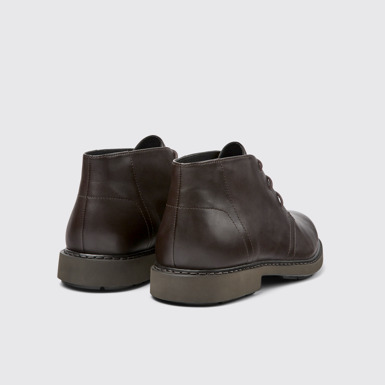 Back view of Neuman Brown leather ankle boots for men