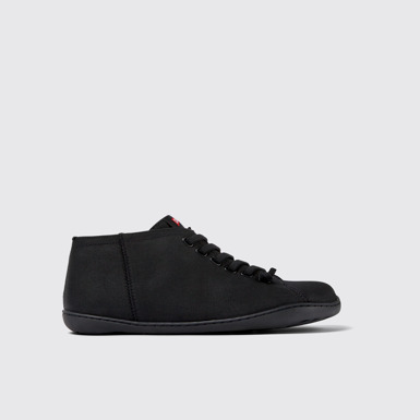 Side view of Peu Black textile shoes for men