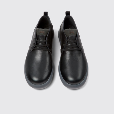 Overhead view of Capsule Black leather and nubuck sneakers for men