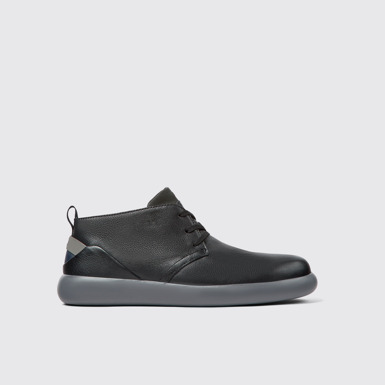 Side view of Capsule Black leather and nubuck sneakers for men