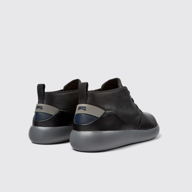 Back view of Capsule Black leather and nubuck sneakers for men