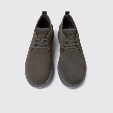 Overhead view of Capsule Gray nubuck sneakers for men