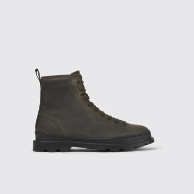 Side view of Brutus Green medium lace boot for men