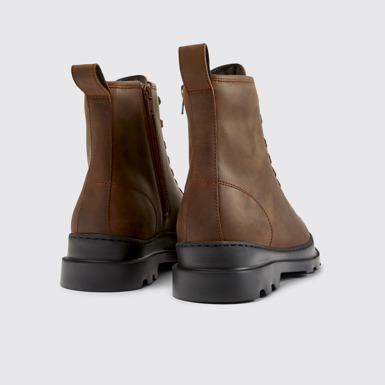 Back view of Brutus Brown medium lace boot for men