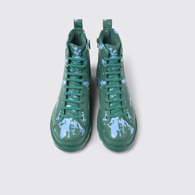 Overhead view of Brutus Green and blue leather ankle boots for men
