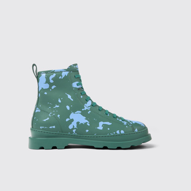 Side view of Brutus Green and blue leather ankle boots for men