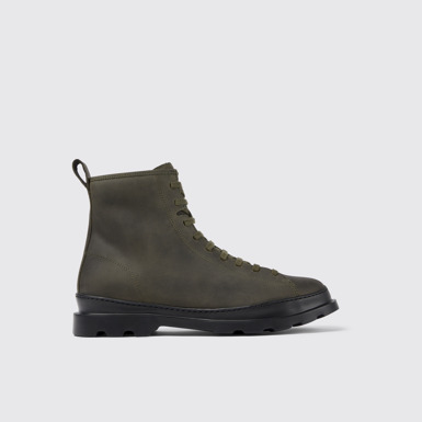 Side view of Brutus Green medium lace boot for men