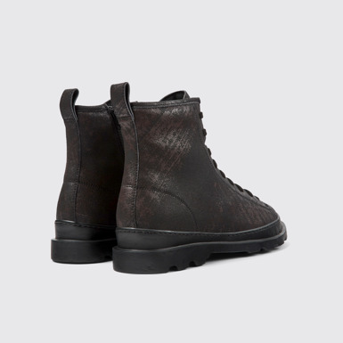Back view of Brutus Black-brown brushed nubuck boot for men
