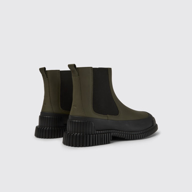 Back view of Pix Green Leather Chelsea Bootie for Men
