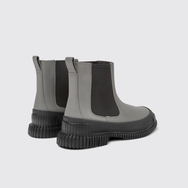 Back view of Pix Gray and black leather Chelsea boots for men