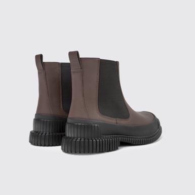 Back view of Pix Brown and black leather Chelsea boots for men