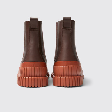 Back view of Pix Red and brown leather Chelsea boots for men