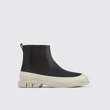 Side view of Pix Black leather chelsea boots for men