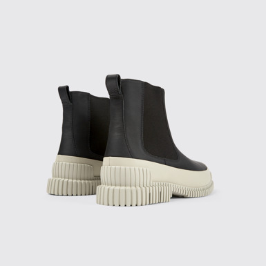 Back view of Pix Black leather chelsea boots for men